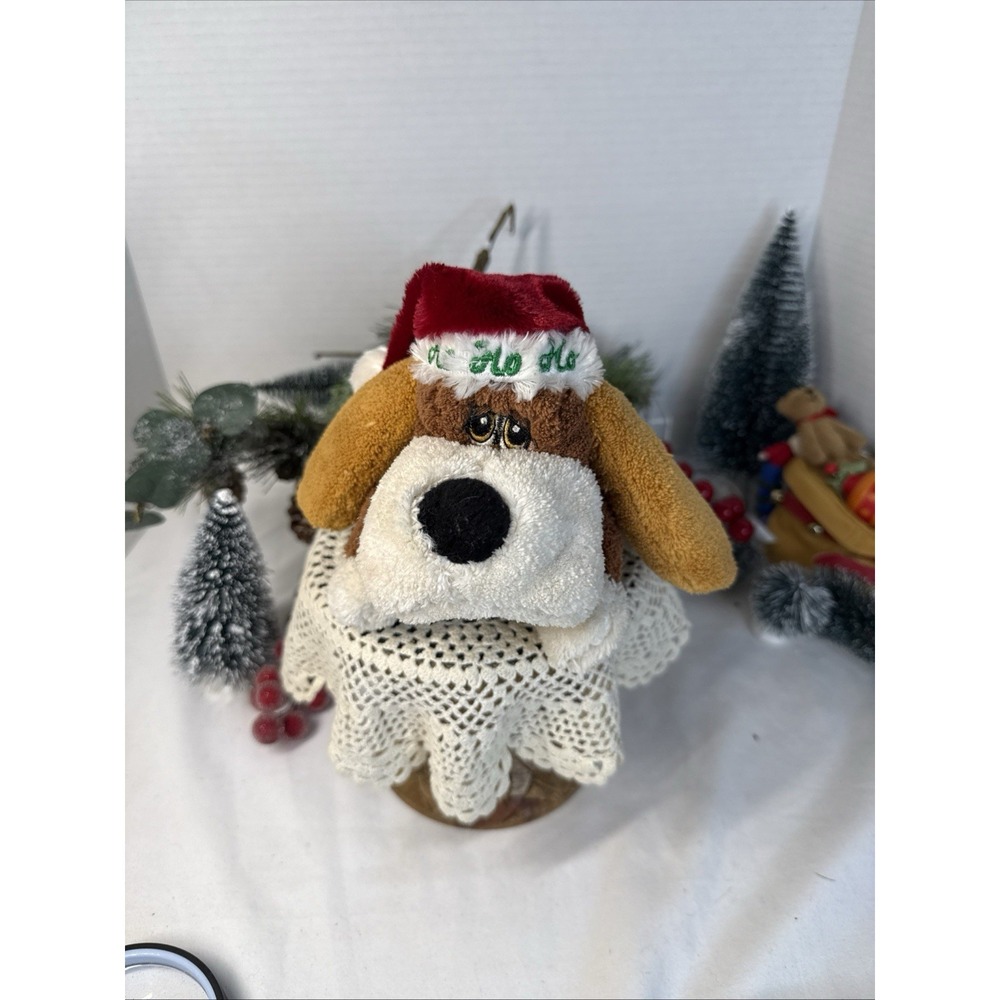 Santa Hat DanDee Basset Hound Dog 8" Plush Stuffed Animal Doll Toy Brown